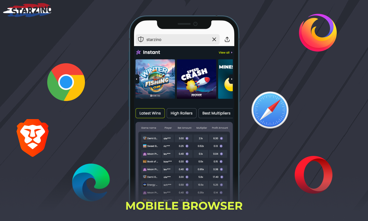 Je kunt ook lid worden van Starzino via een mobiele browser